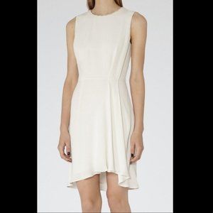 Reiss Rodia Novelty Neckline Fit and Flare Dress in Off White